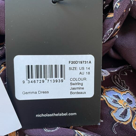 Nicholas Gemma Chiffon Mini Dress Pleated Keyhole Cutout Jasmine Floral 14 NWT - Picture 5 of 12